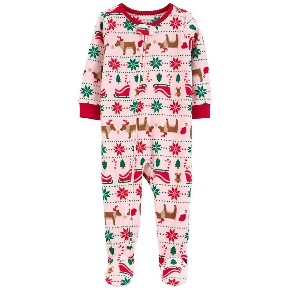 Baby Girl Carter's Fair Isle One-Piece Footed Pajamas, Infant Girl's, Pink 3T - Picture 2 of 7